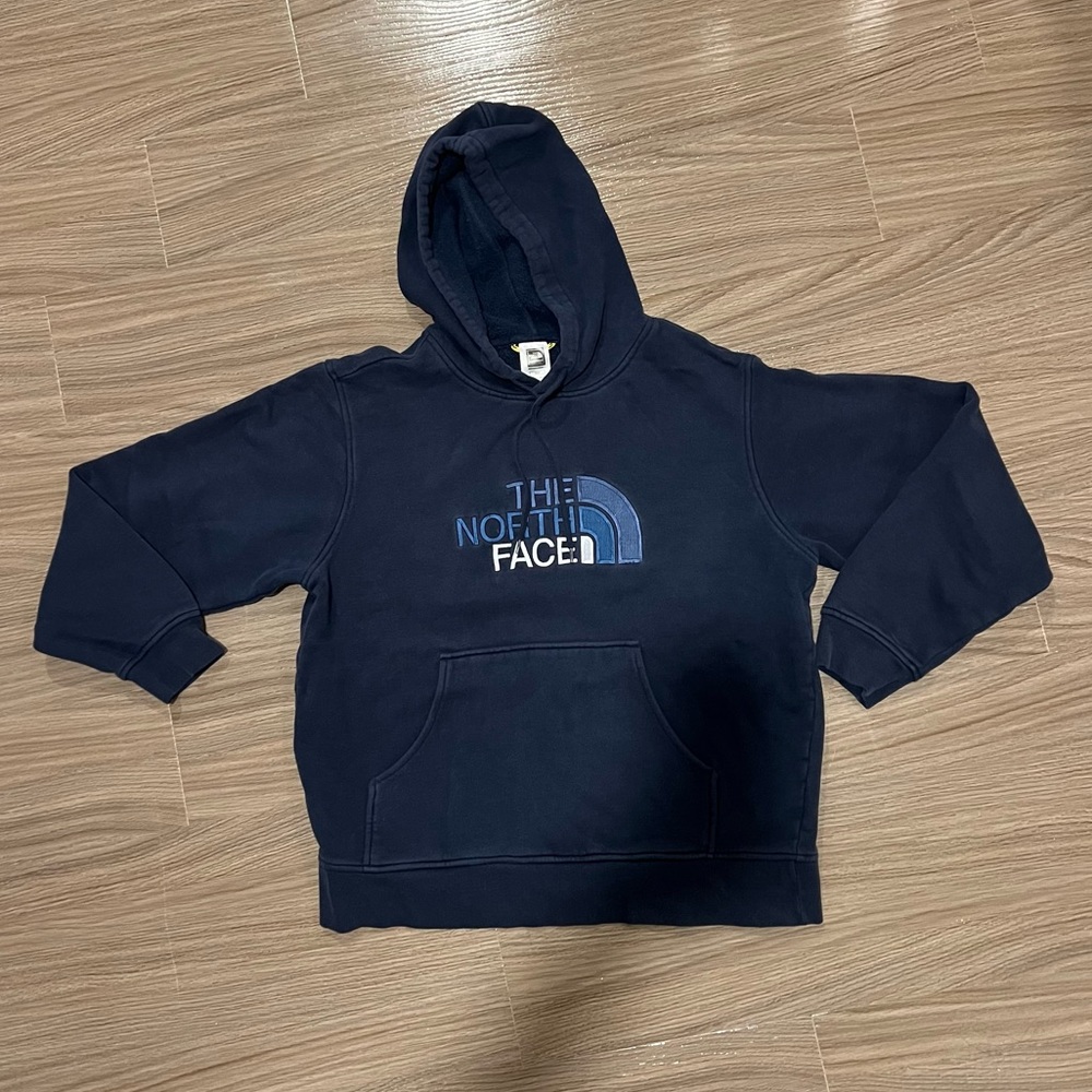 The North Face Sweatshirt Hoodie Mens Medium Blue Embroidered Logo Pocket